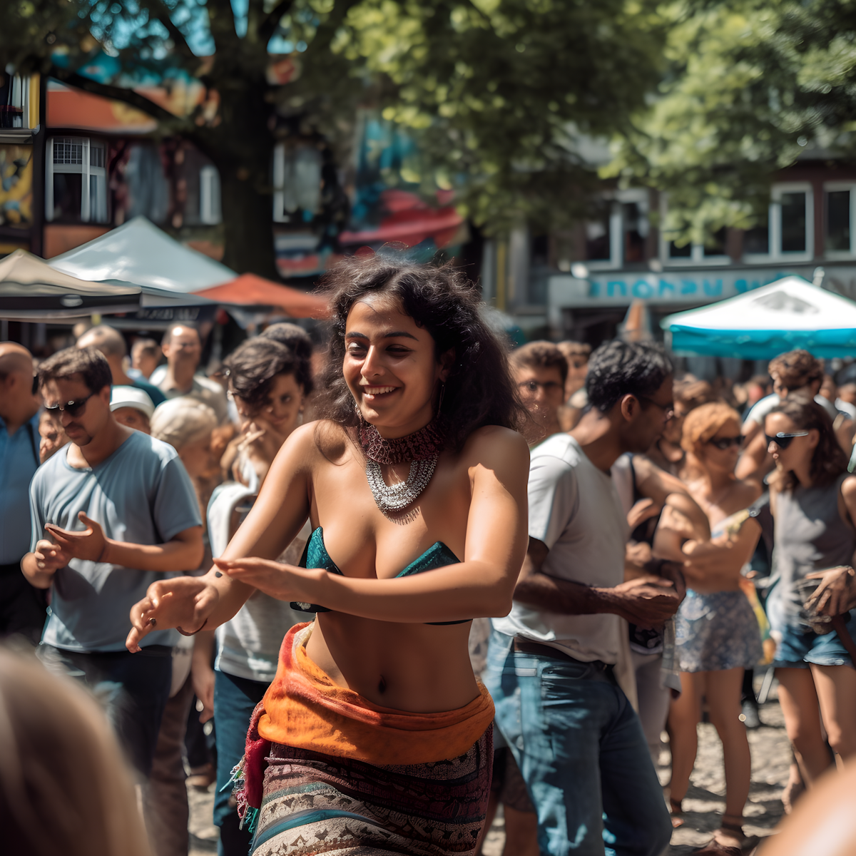 Frau tanzt zu Reggaeton