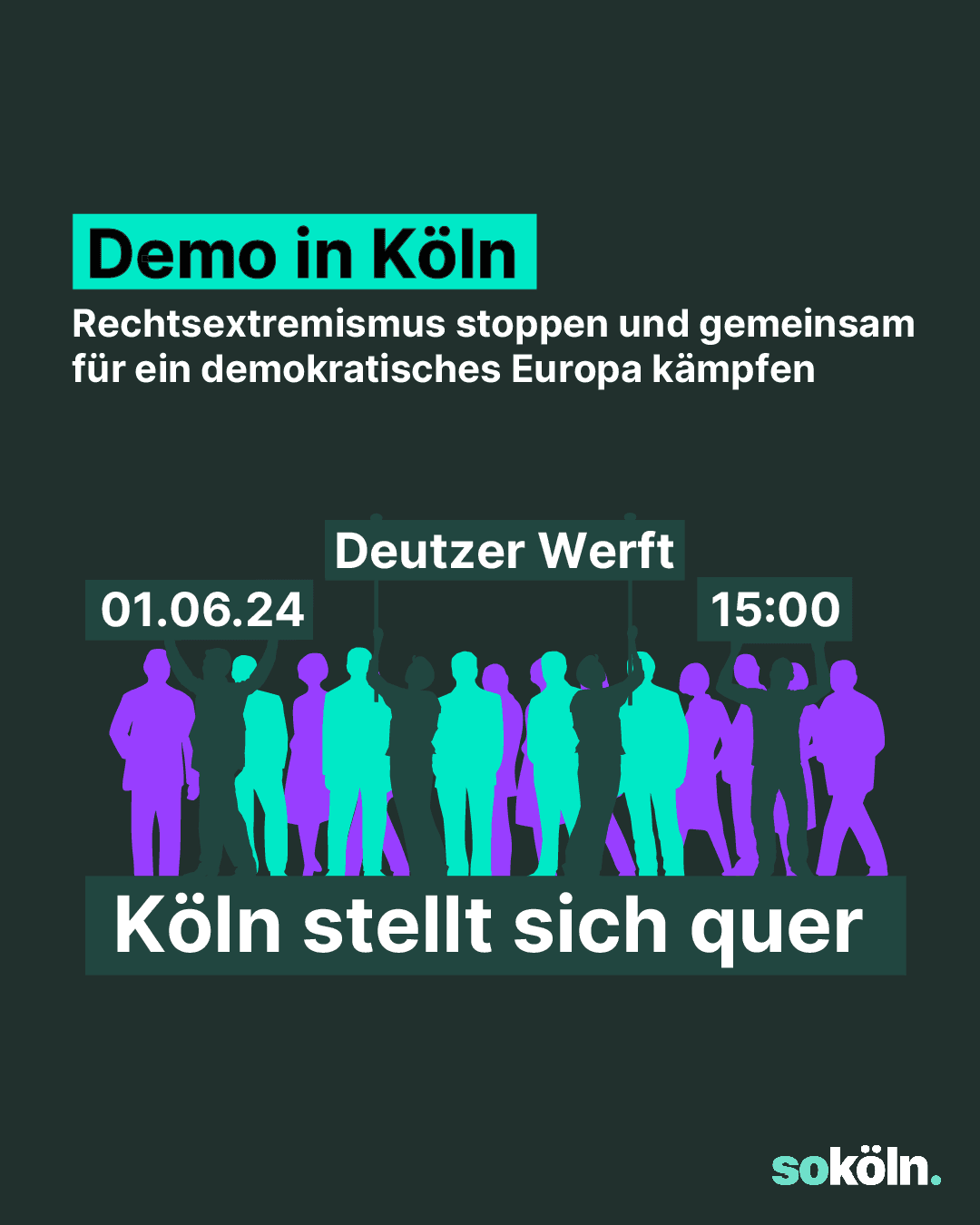 Demo gegen Rechts Juni 2024 Köln Deutz 